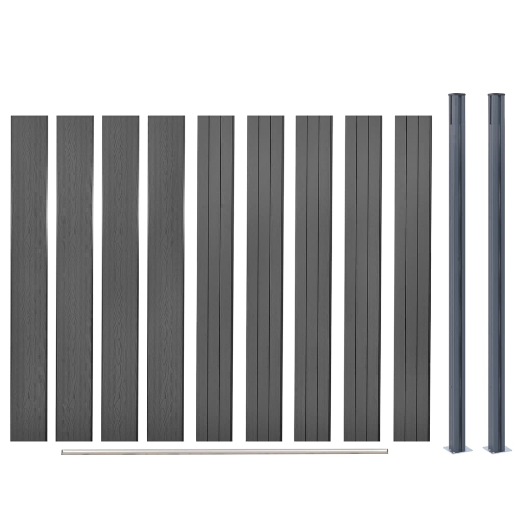 vidaXL Sada plotových dílců šedá 180 x 186 cm WPC