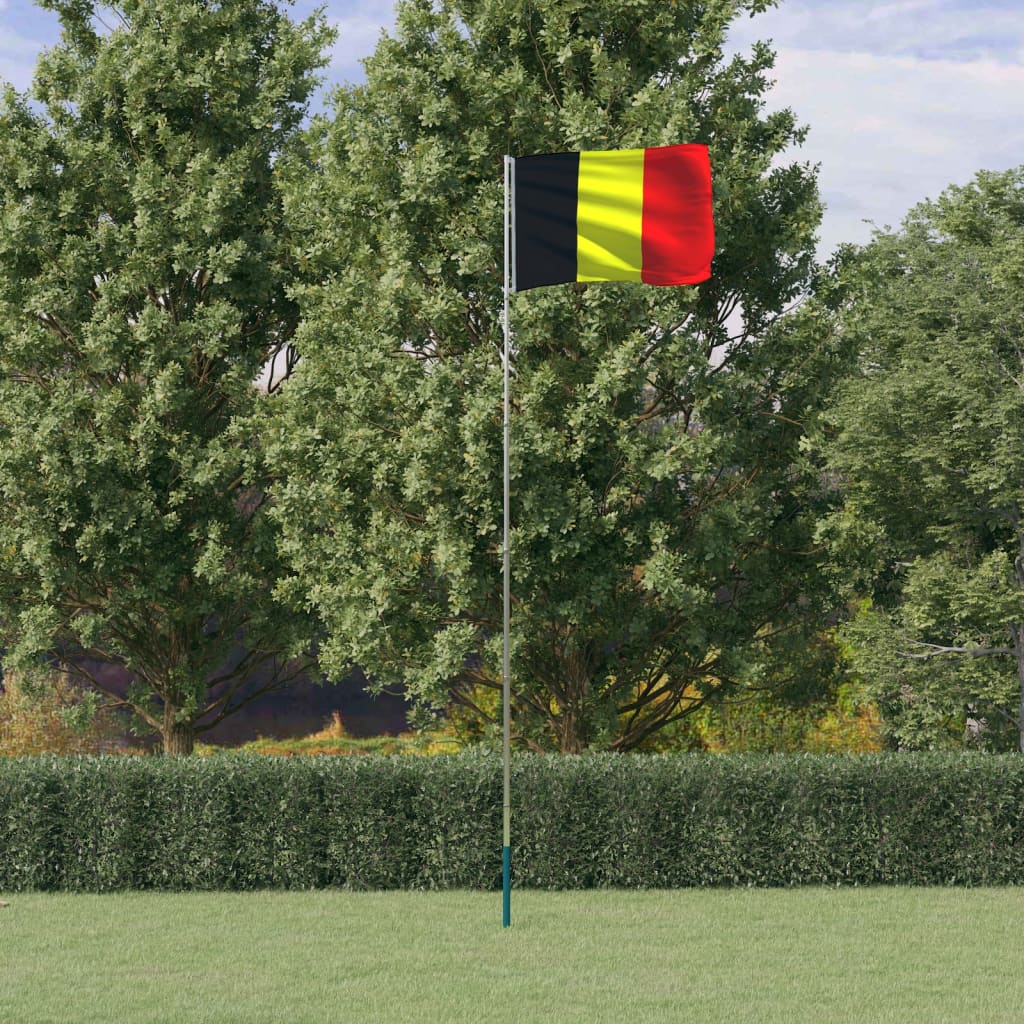 vidaXL Vlajka Belgie a stožár 5,55 m hliník