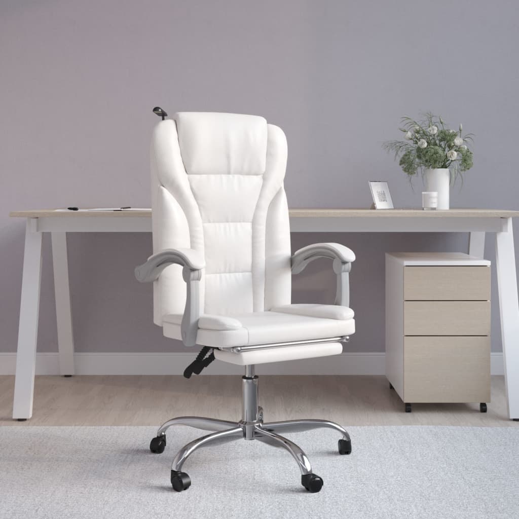 vidaXL Polohovací kancelářská židle bílá umělá kůže
