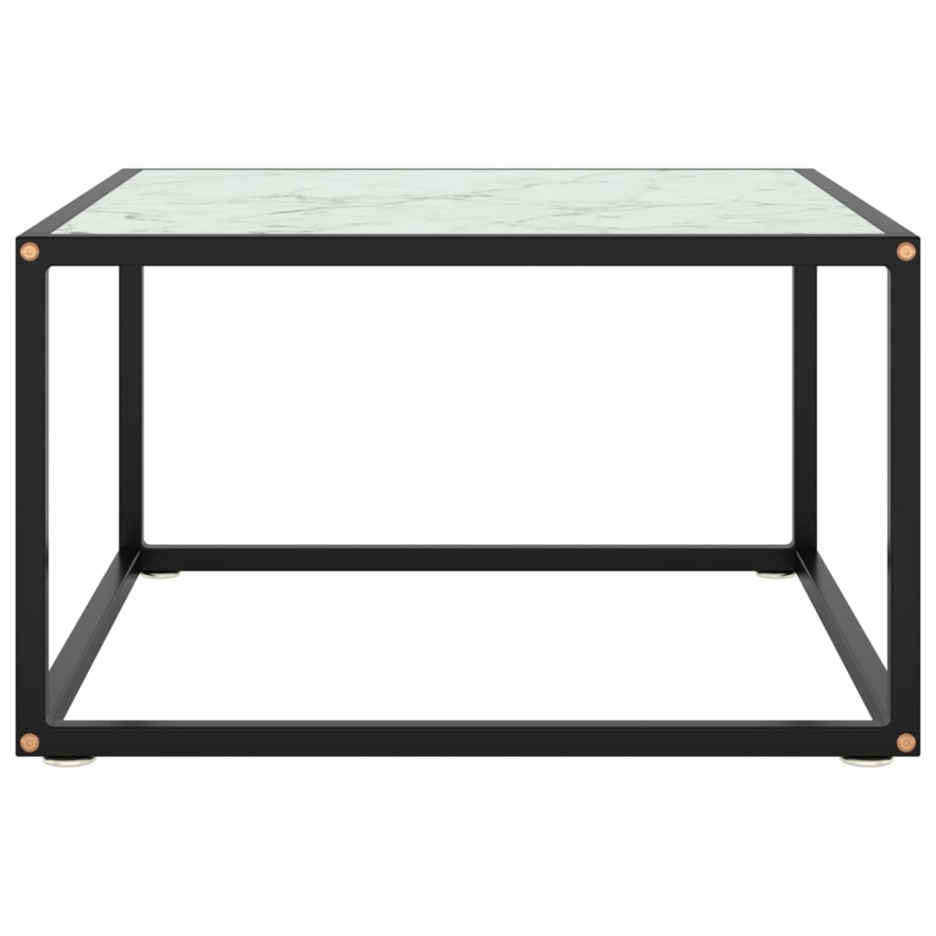 vidaXL Konferenční stolek černý s bílým mramorovým sklem 60x60x35 cm