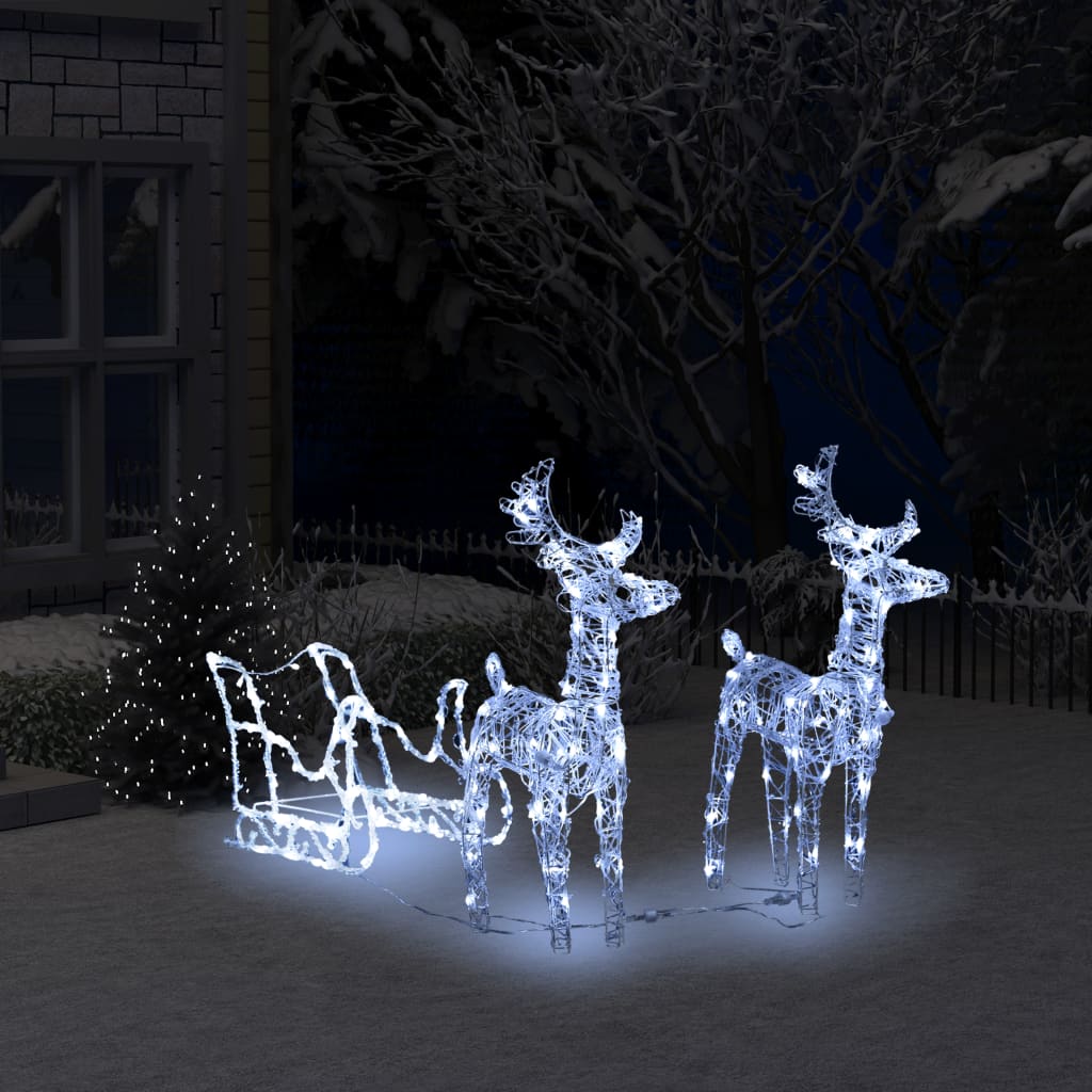 vidaXL Vánoční sobi se sáněmi 160 LED 130 cm akryl