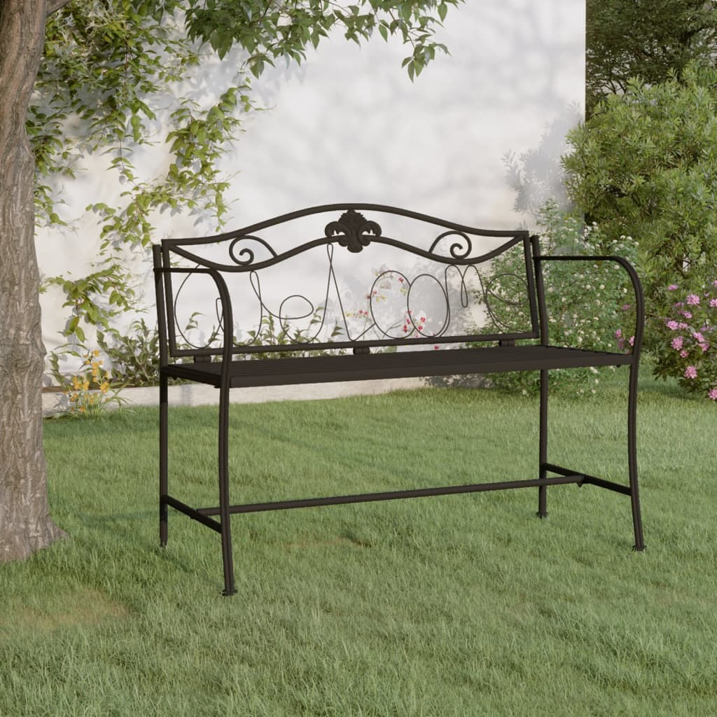 vidaXL 2místná zahradní lavice 104 cm černá ocel