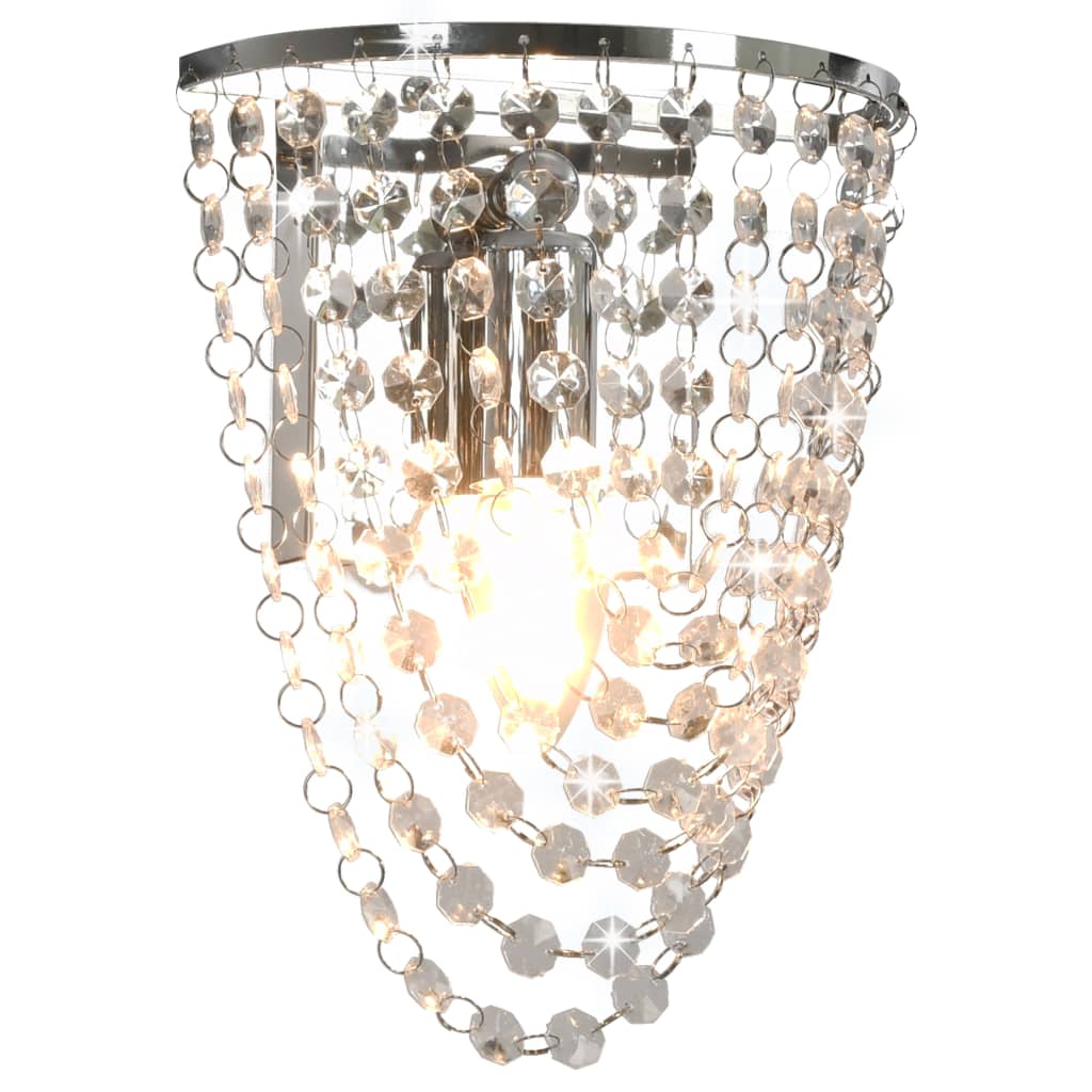 vidaXL Nástěnná lampa s křišťálovými korálky stříbrná oválná E14