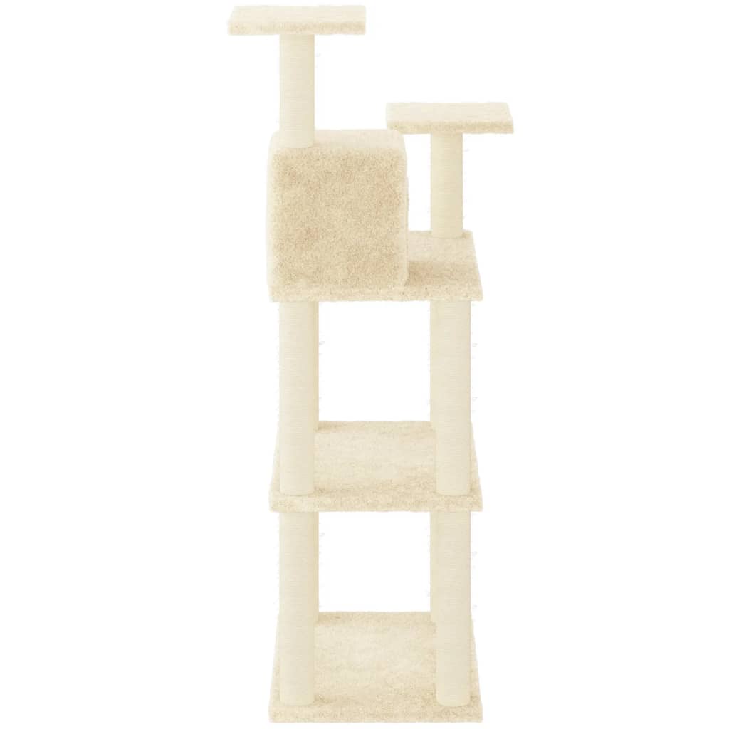 vidaXL Škrabadlo pro kočky se sisalovými sloupky krémové 119 cm