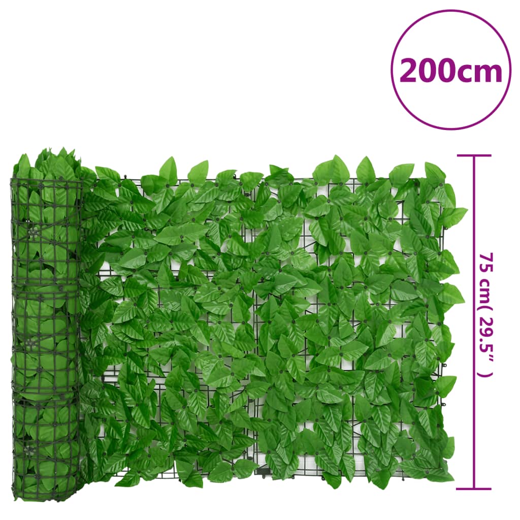 vidaXL Balkonová zástěna se zelenými listy 200 x 75 cm
