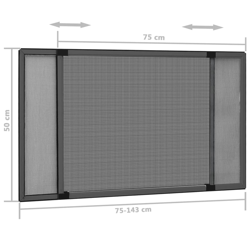 vidaXL Posuvná okenní síť proti hmyzu antracitová (75–143) x 50 cm