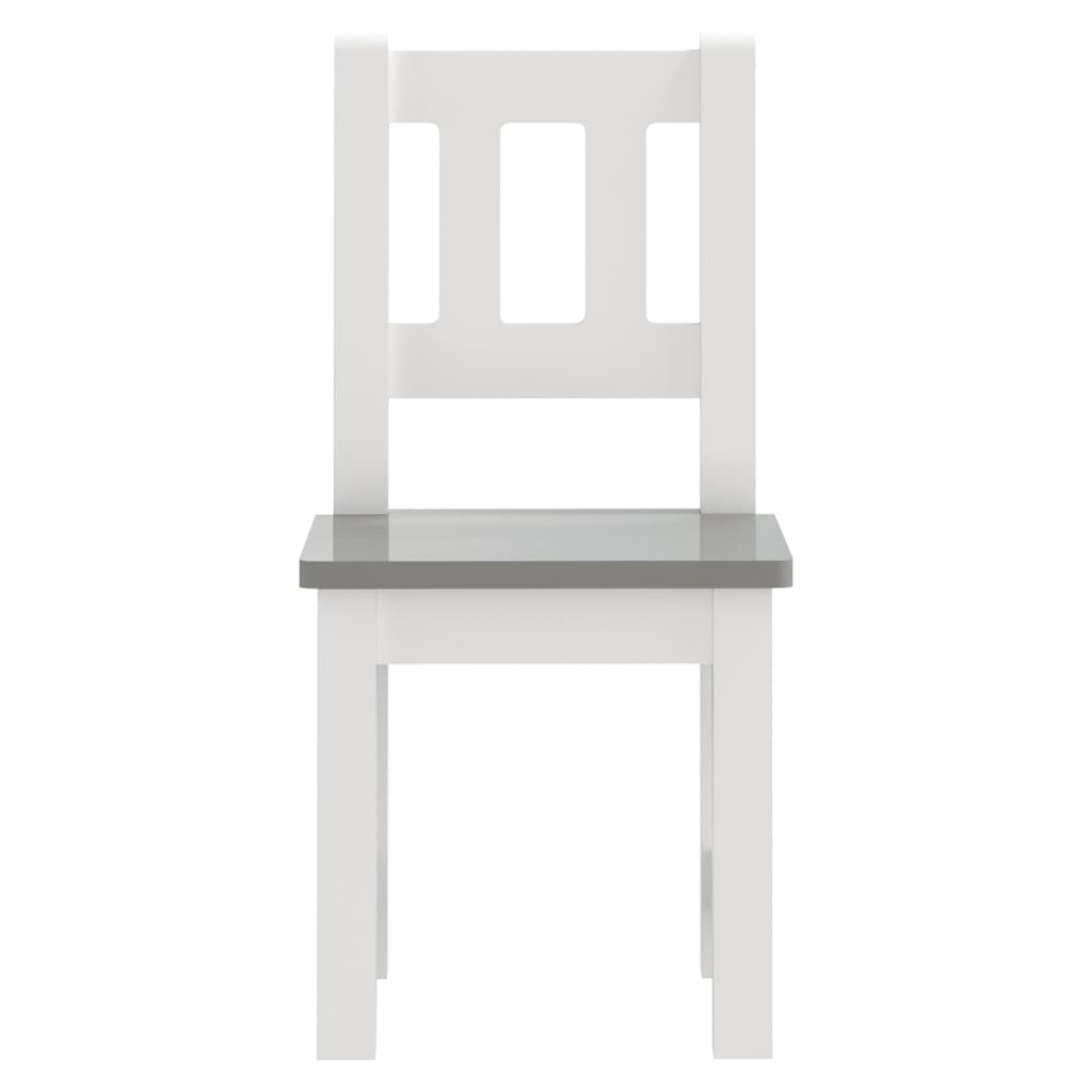 vidaXL 3dílná sada dětského stolu a židlí bílá a šedá MDF