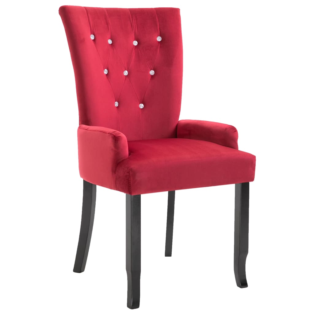 vidaXL Jídelní židle s područkami červená samet