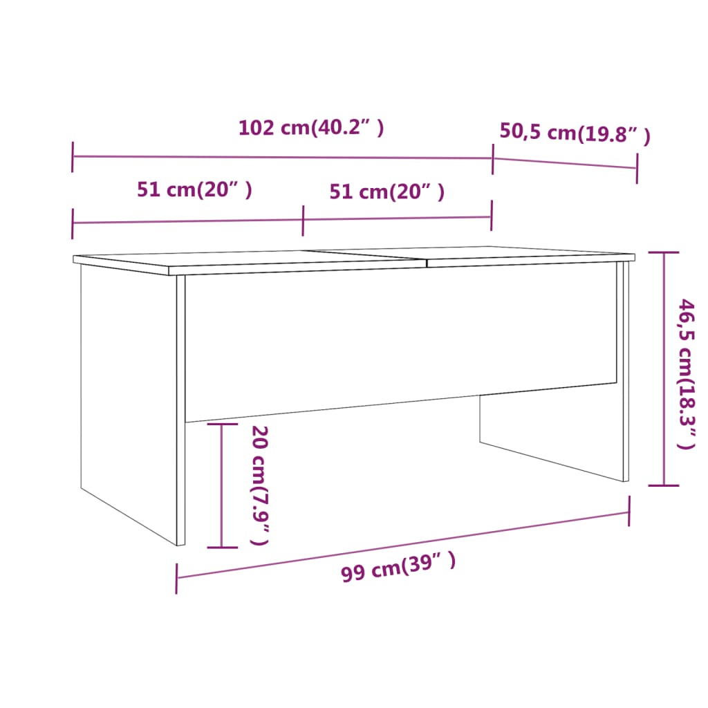 vidaXL Konferenční stolek lesklý bílý 102x50,5x46,5cm kompozitní dřevo