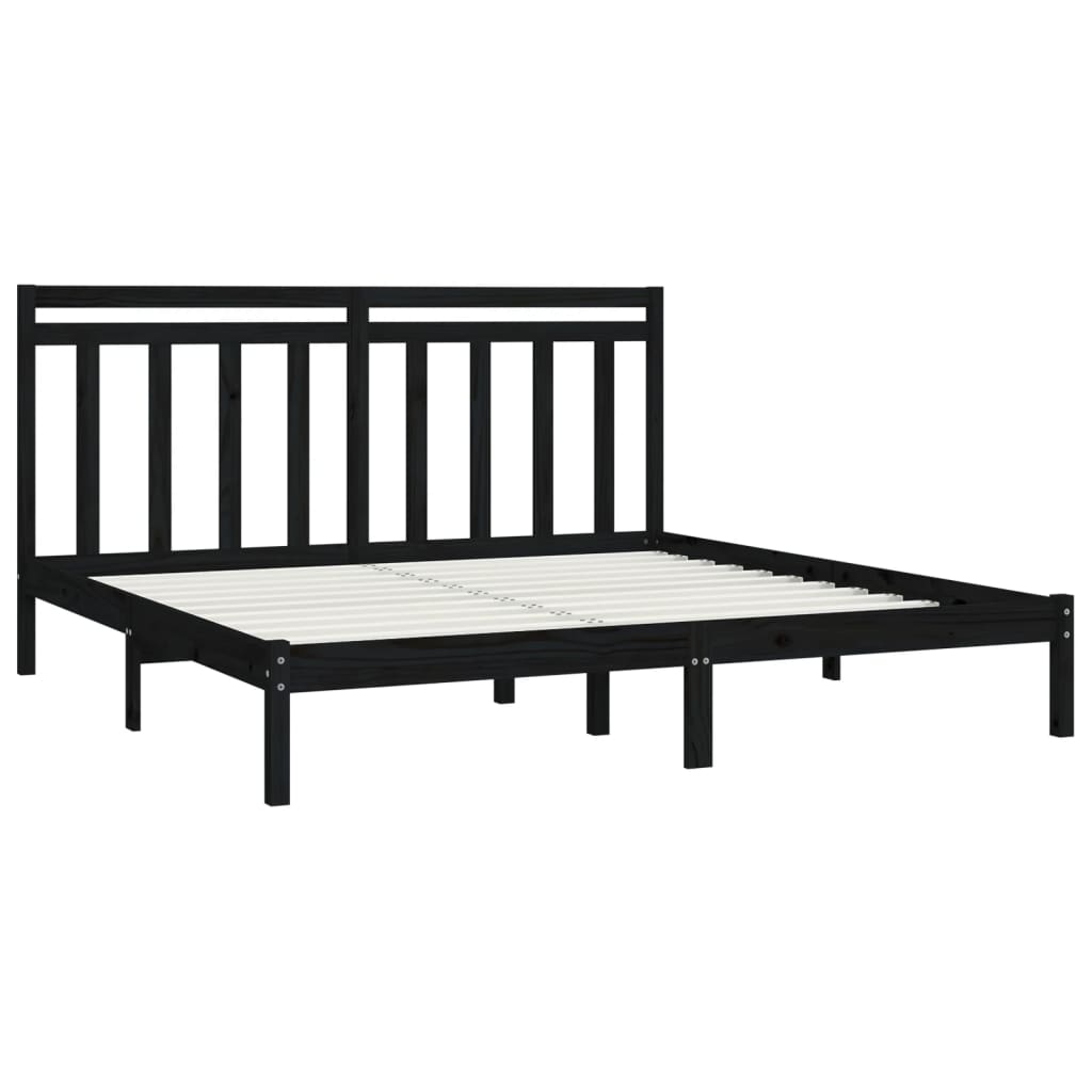 vidaXL Rám postele černý masivní dřevo 180 x 200 cm Super King