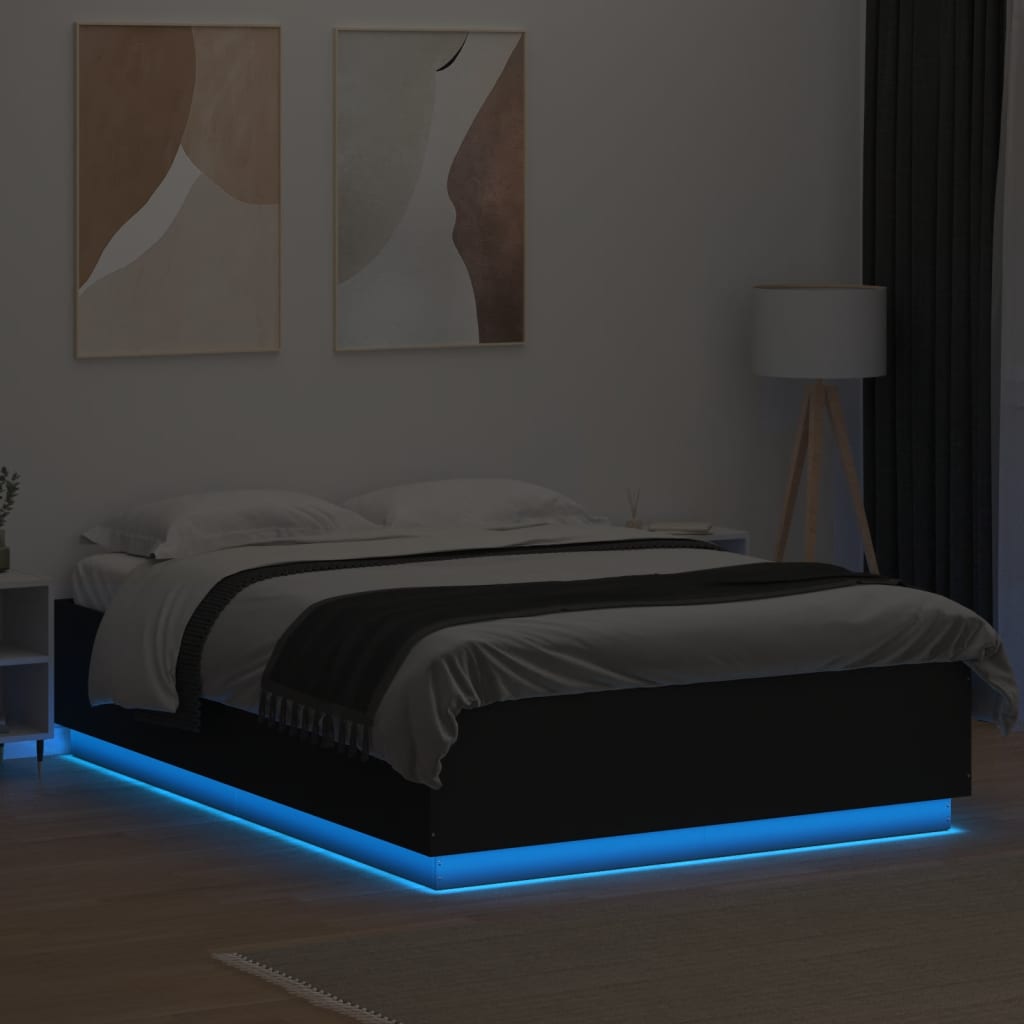 vidaXL Rám postele s LED osvětlením černý 150x200 cm kompozitní dřevo