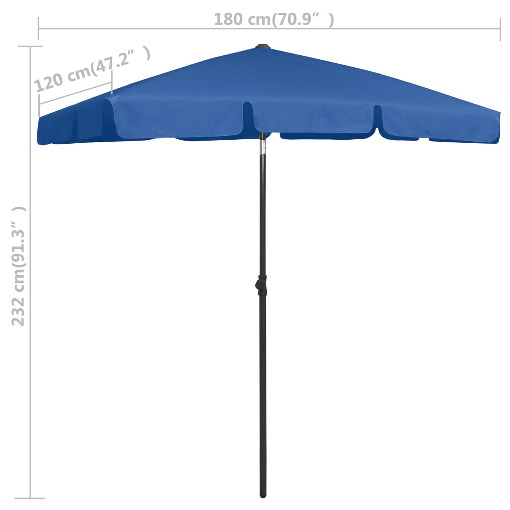vidaXL Plážový slunečník azurově modrý 180 x 200 cm