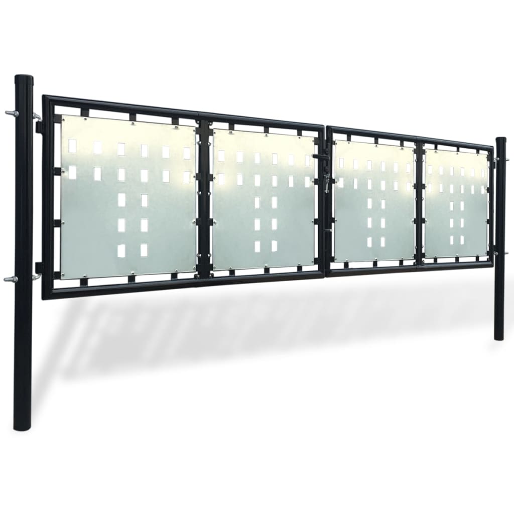 vidaXL Černá jednokřídlá plotová brána 300 x 125 cm