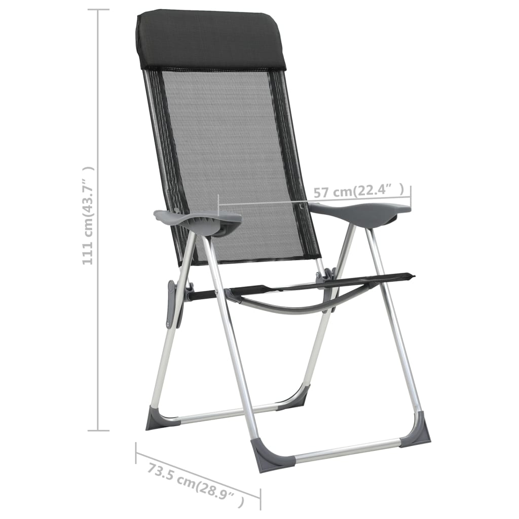 vidaXL Skládací kempingové židle z hliníku 2 ks černé