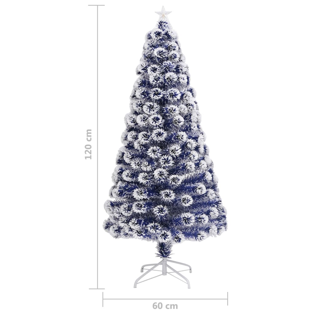 vidaXL Vánoční stromek LED osvětlení bílý modrý 120 cm optické vlákno