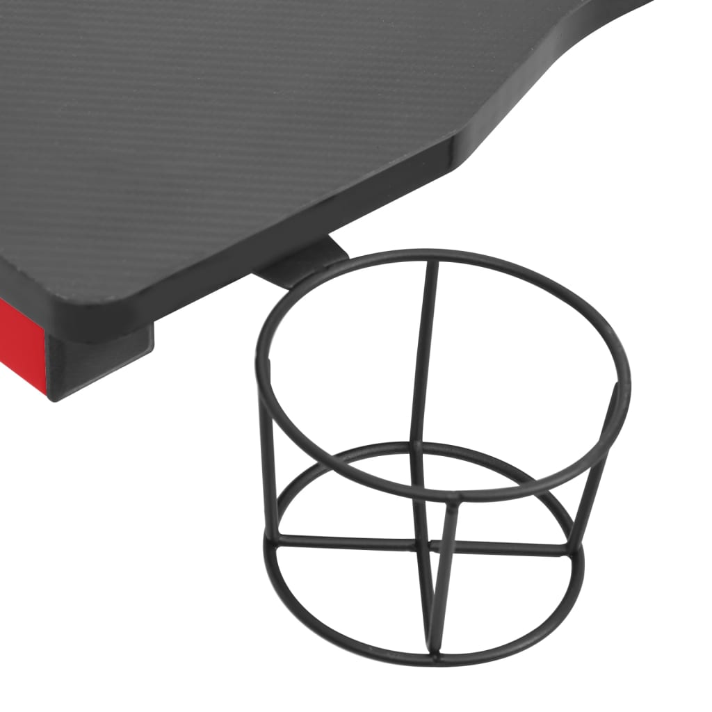 vidaXL Herní stůl s LED ve tvaru Y černý a červený 110 x 60 x 75 cm