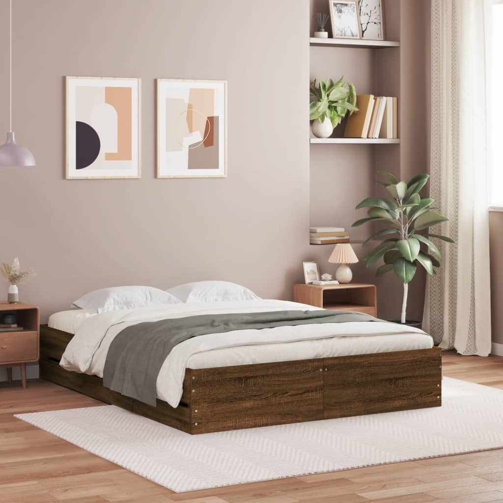 vidaXL Rám postele se zásuvkami hnědý dub 120x190 cm kompozitní dřevo