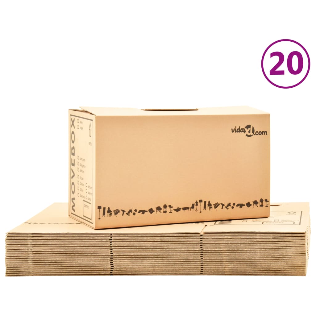 vidaXL Kartónové krabice na stěhování XXL 20 ks 60 x 33 x 34 cm