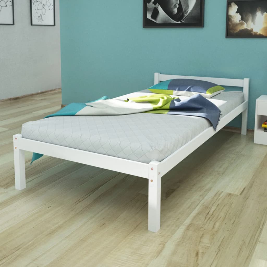 vidaXL Rám postele bílý masivní borové dřevo 90 x 200 cm