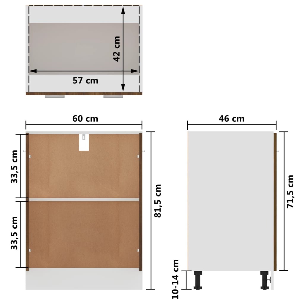 vidaXL Spodní skříňka hnědý dub 60 x 46 x 81,5 cm kompozitní dřevo