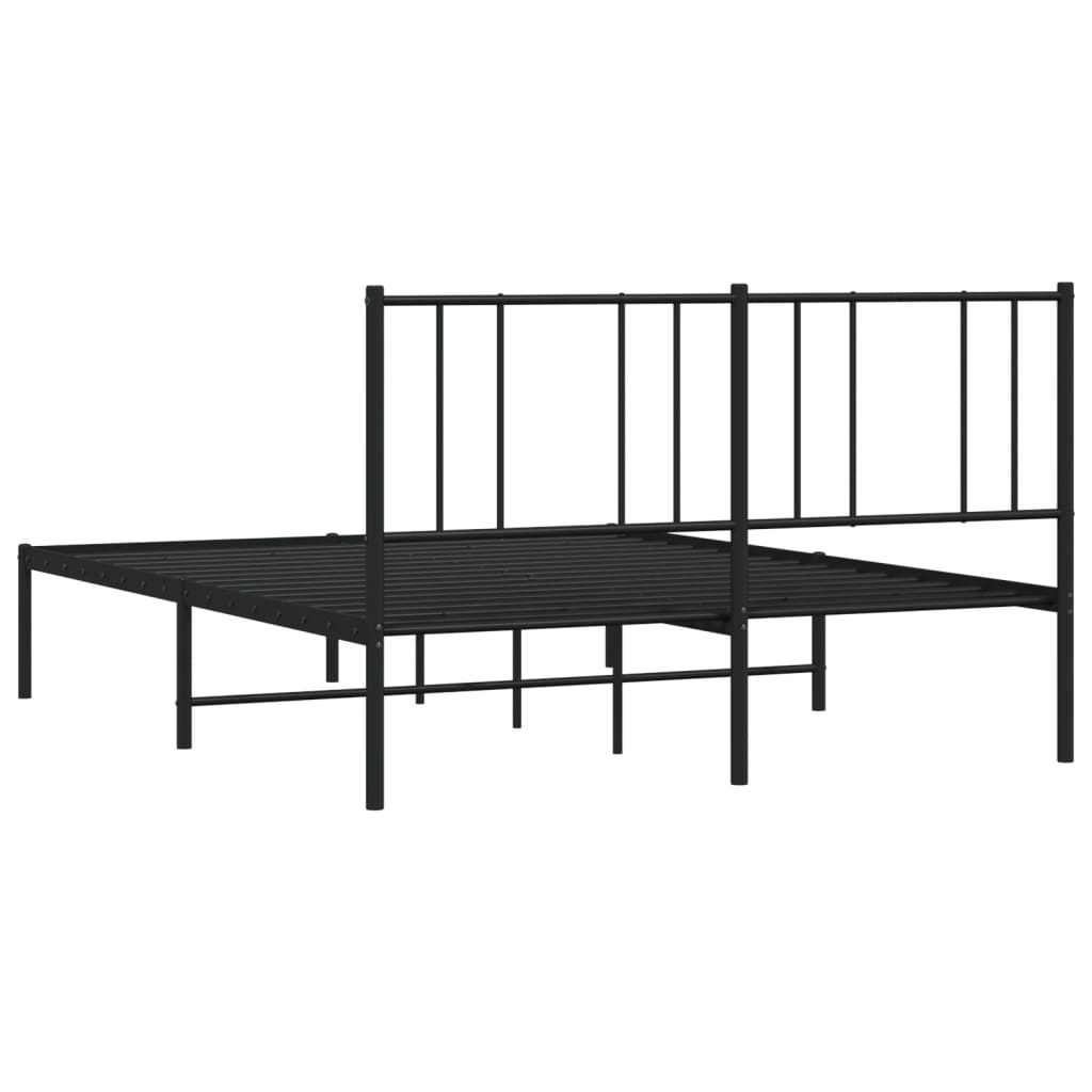vidaXL Kovový rám postele s čelem černý 140 x 200 cm