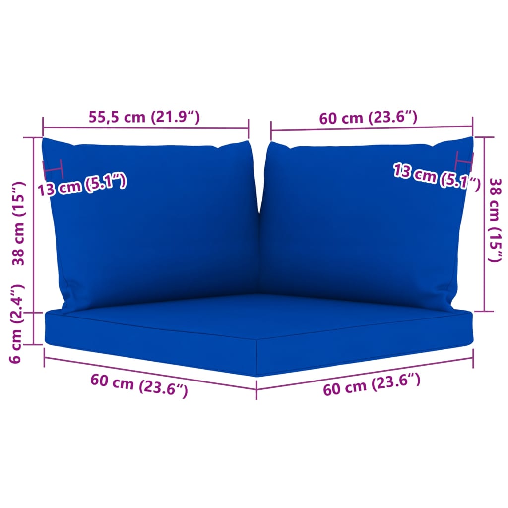 vidaXL 9dílná zahradní sedací souprava s modrými poduškami
