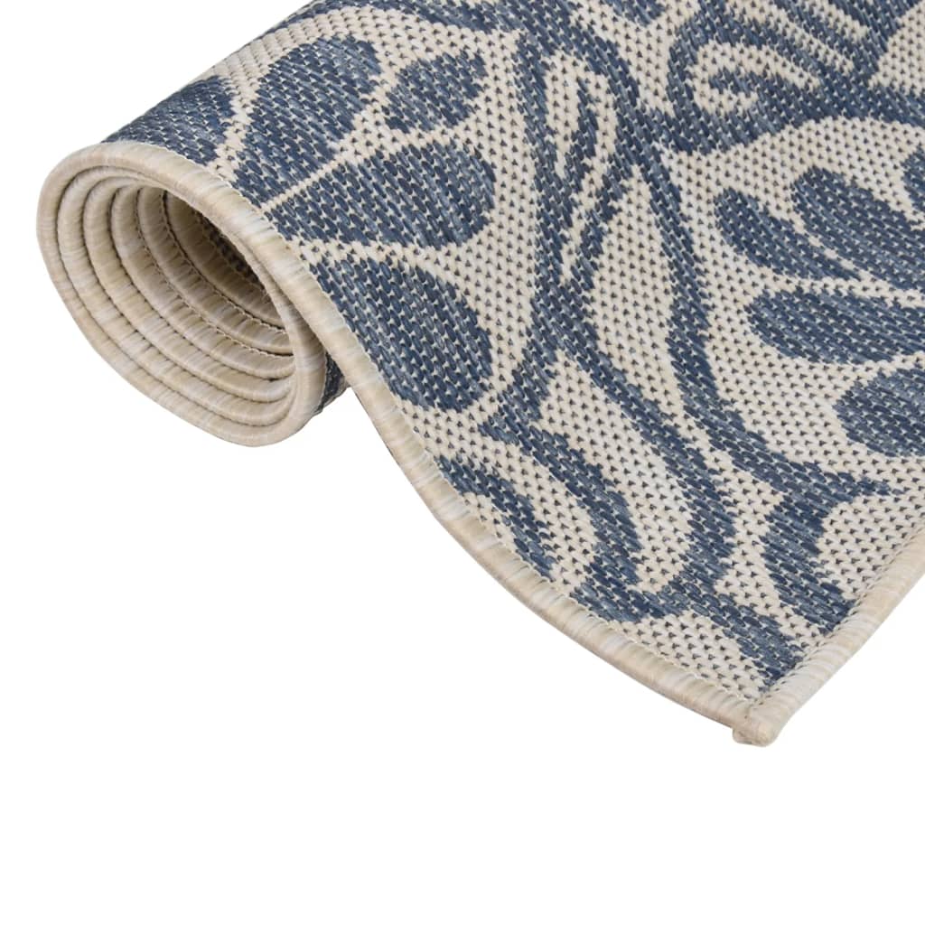 vidaXL Venkovní hladce tkaný koberec 100x200 cm modrý vzor