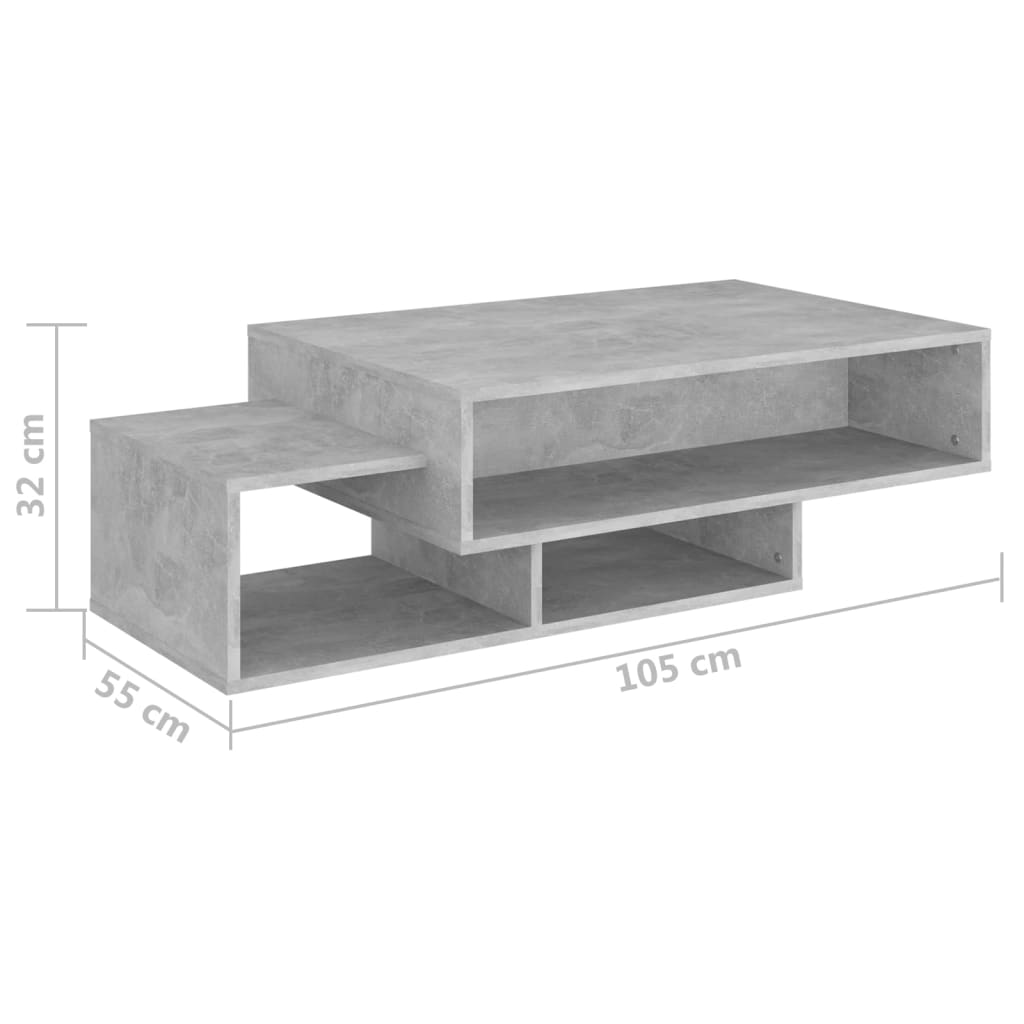 vidaXL Konferenční stolek betonově šedý 105 x 55 x 32 cm dřevotříska