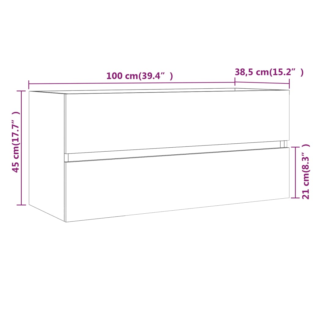 vidaXL Umyvadlová skříňka šedá sonoma 100x38,5x45 cm kompozitní dřevo