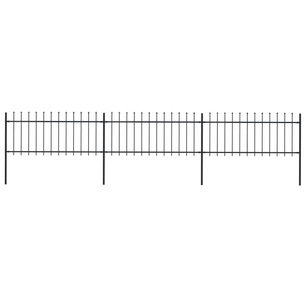 vidaXL Zahradní plot s hroty ocelový 5,1 x 0,8 m černý