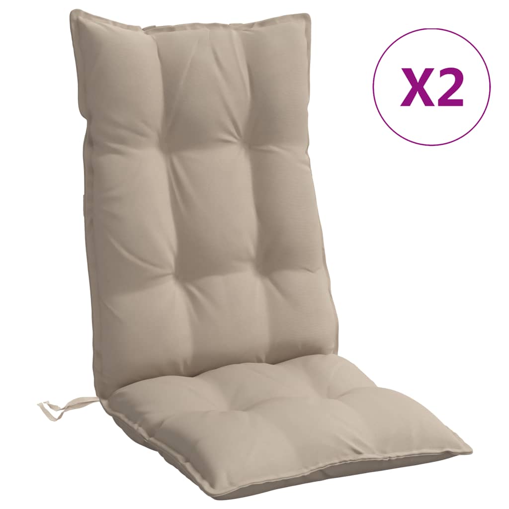 vidaXL Podušky na židli s vysokým opěradlem 2 ks taupe látka oxford