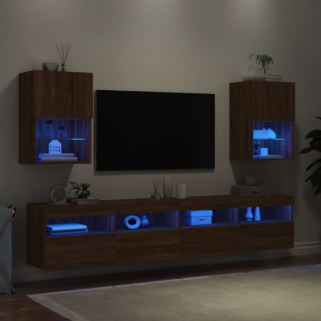 vidaXL TV skříňky s LED osvětlením 2 ks hnědý dub 40,5 x 30 x 60 cm