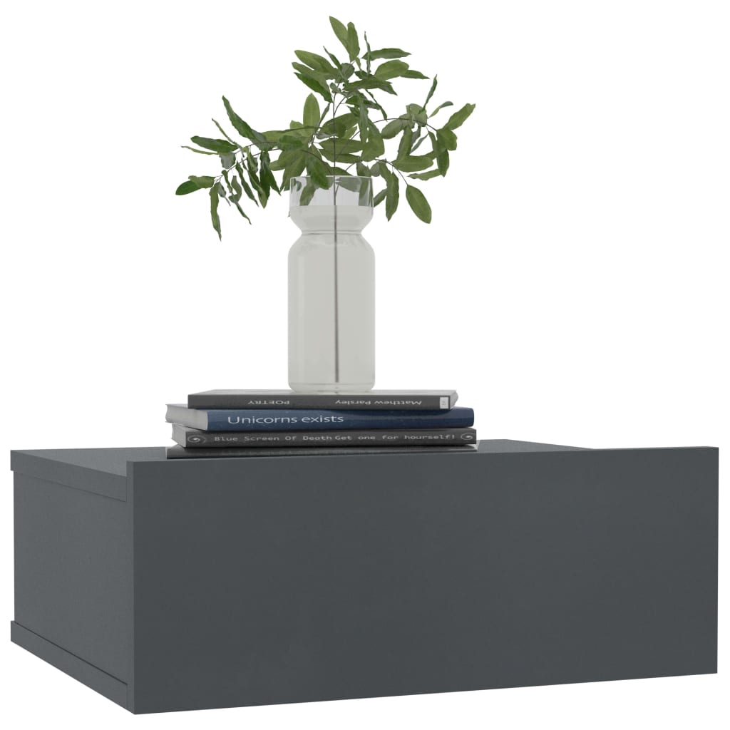 vidaXL Nástěnný noční stolek šedý 40 x 30 x 15 cm dřevotříska