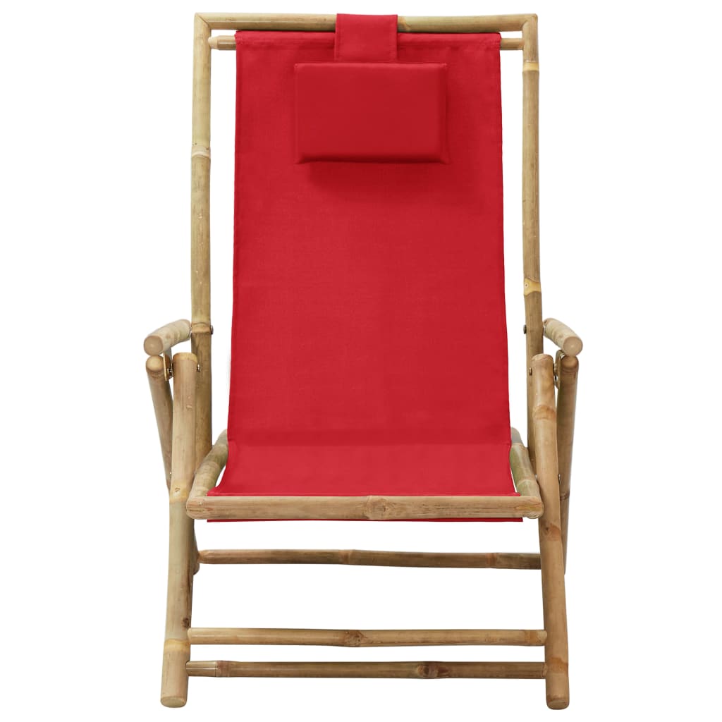 vidaXL Polohovací relaxační křeslo červené bambus a textil
