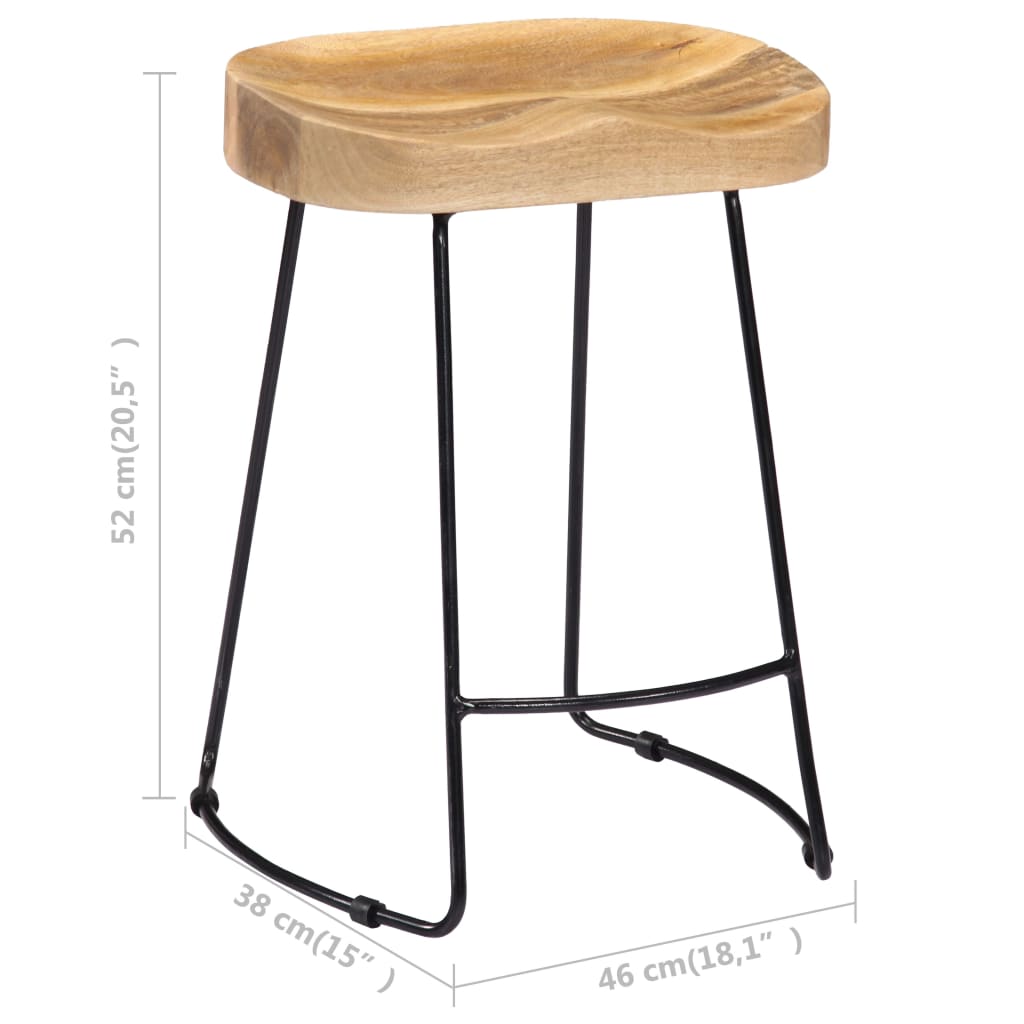 vidaXL Barové stoličky Gavin 2 ks masivní mangovníkové dřevo