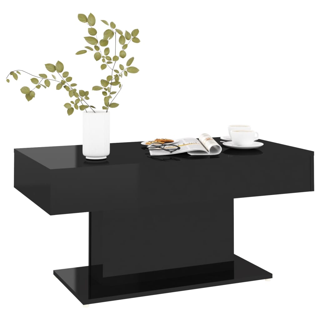 vidaXL Konferenční stolek černý vysoký lesk 96x50x45 cm dřevotříska