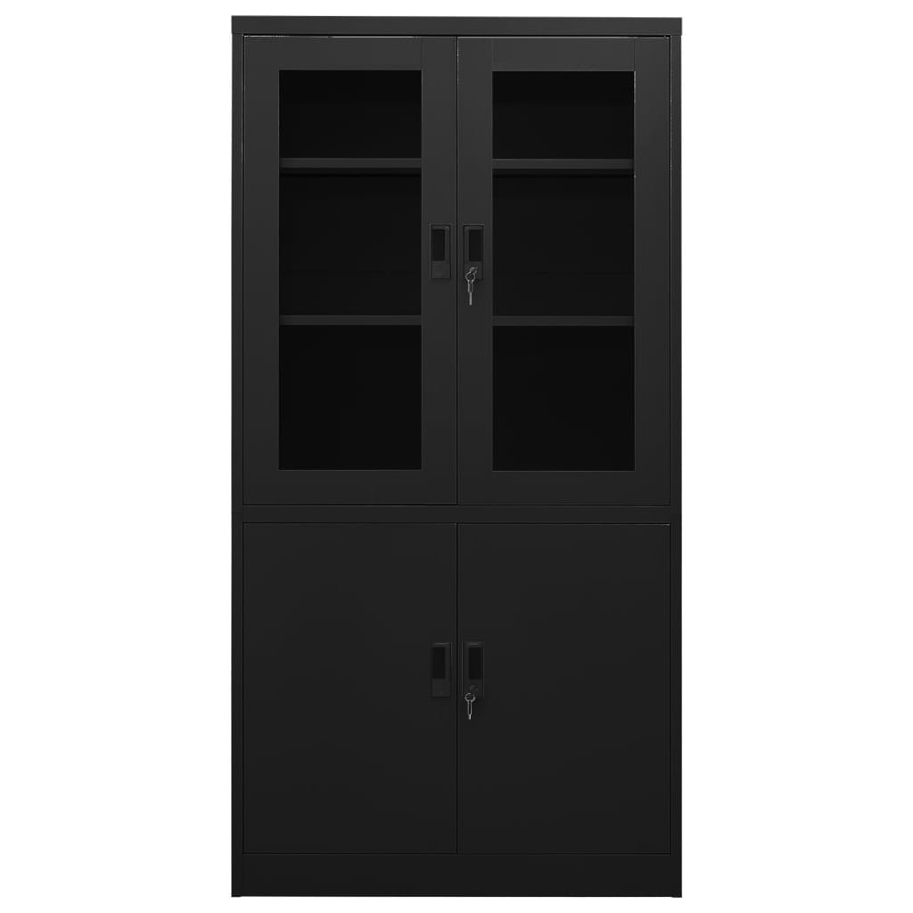 vidaXL Kancelářská skříň černá 90 x 40 x 180 cm ocel