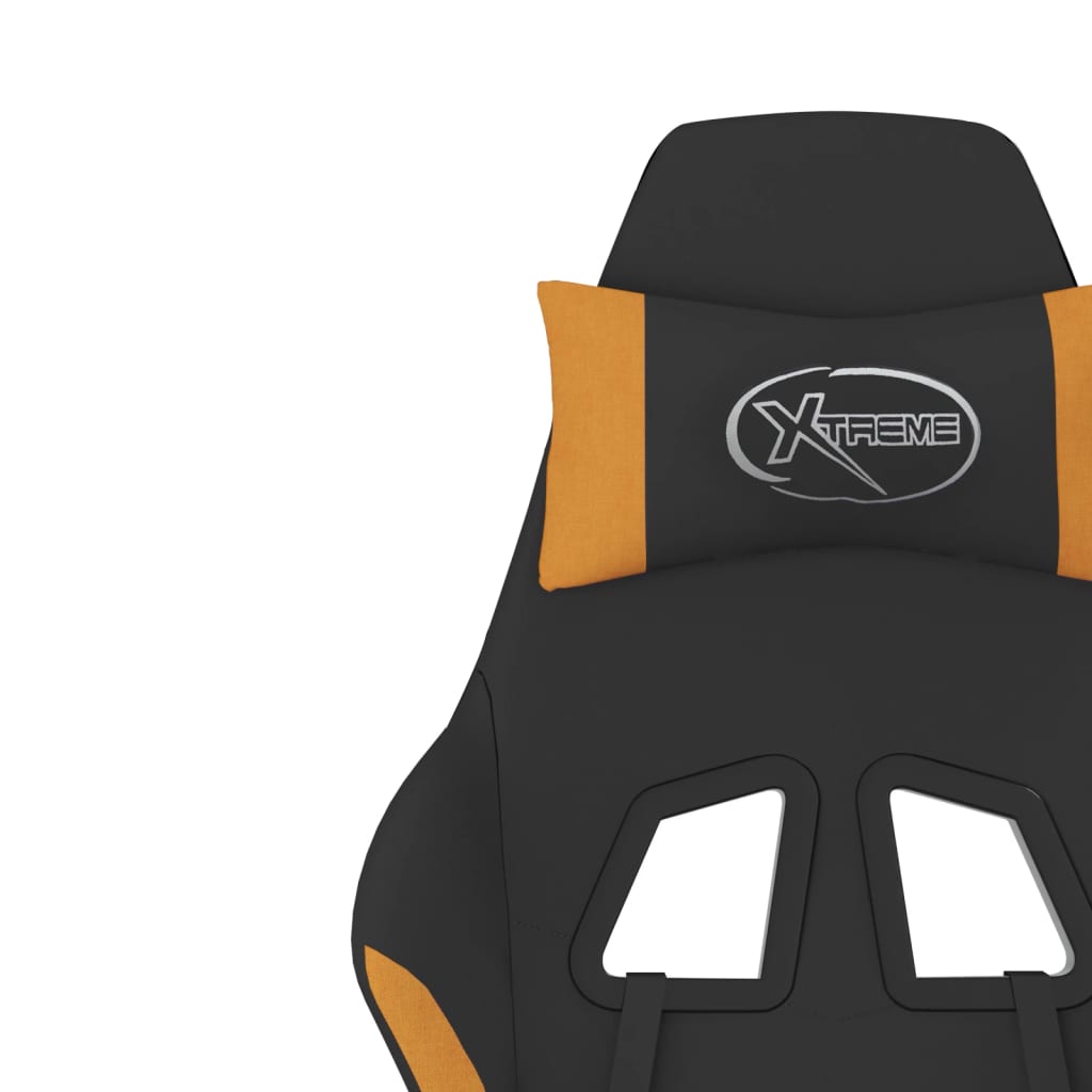 vidaXL Masážní herní židle černá a oranžová textil
