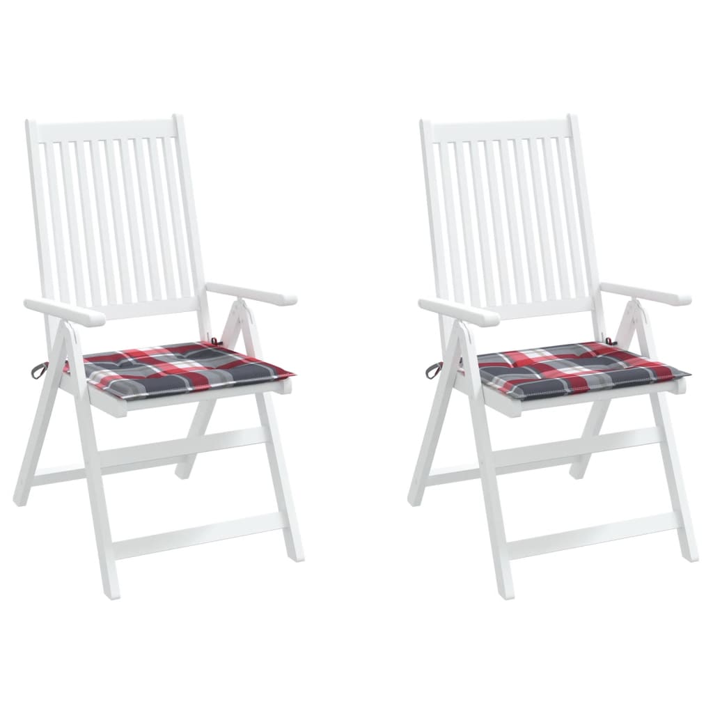 vidaXL Podušky na zahradní židli 2ks červené kárované 40x40x3cm oxford