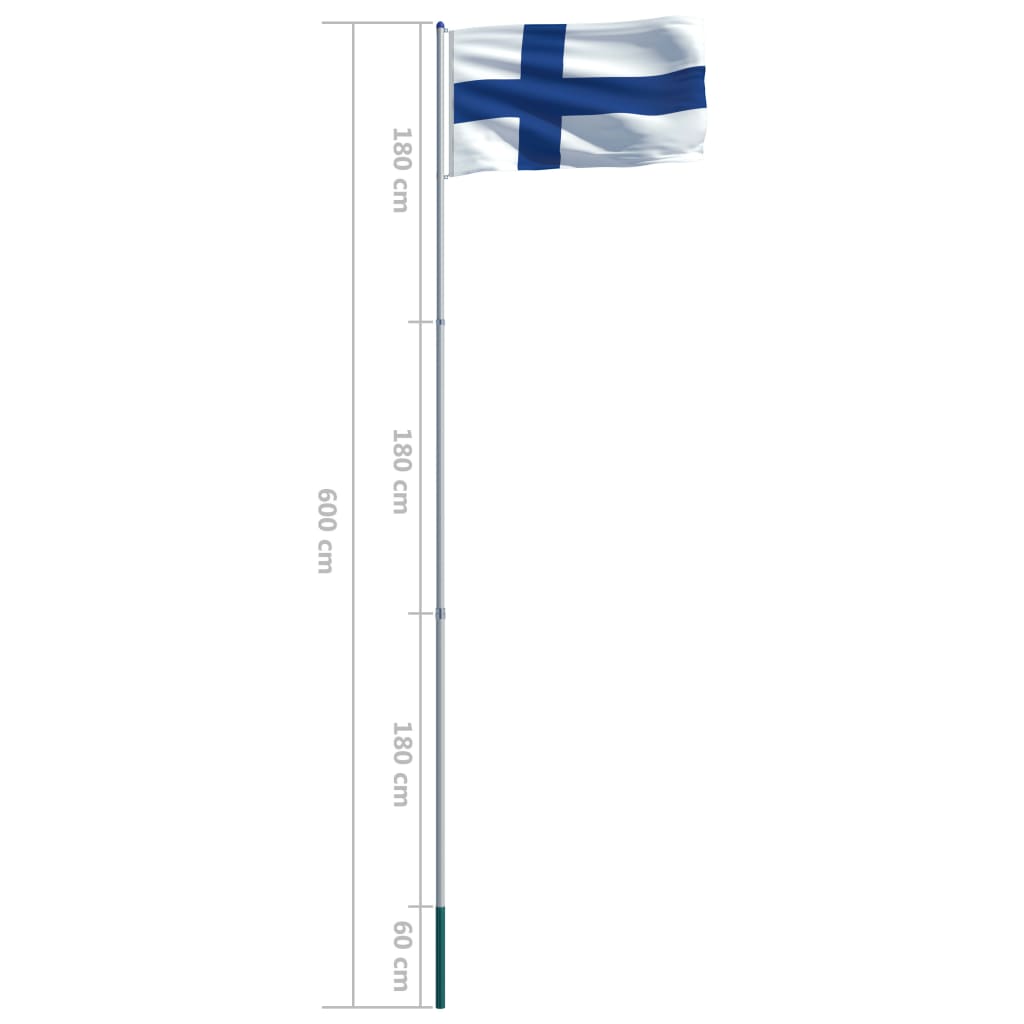 vidaXL Finská vlajka a stožár hliník 6 m