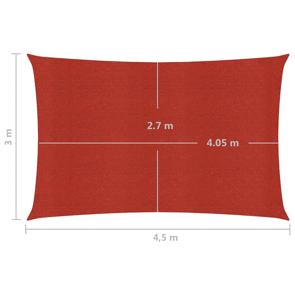 vidaXL Plachta proti slunci 160 g/m² červená 3 x 4,5 m HDPE
