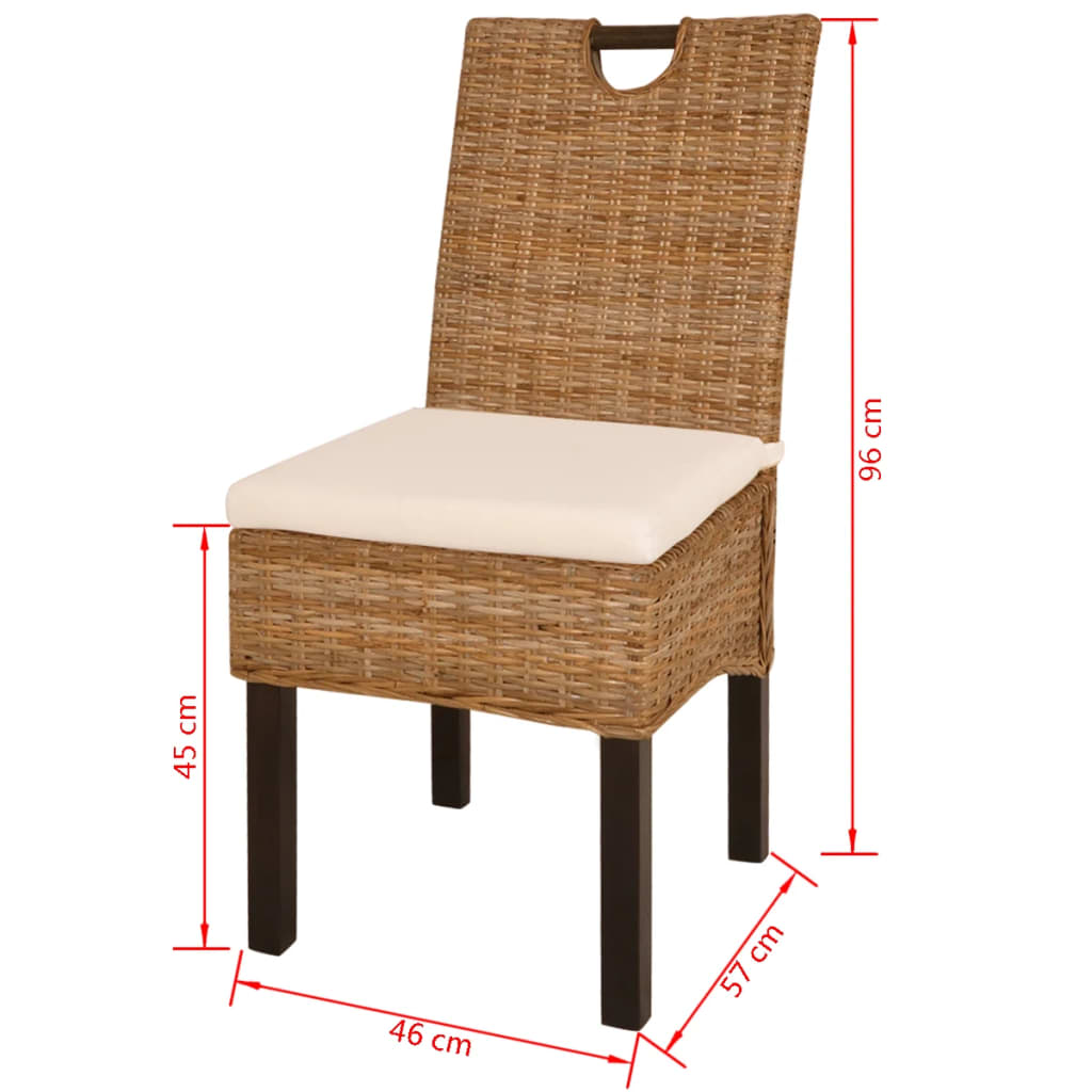 vidaXL Jídelní židle 2 ks ratan kubu a mangovníkové dřevo