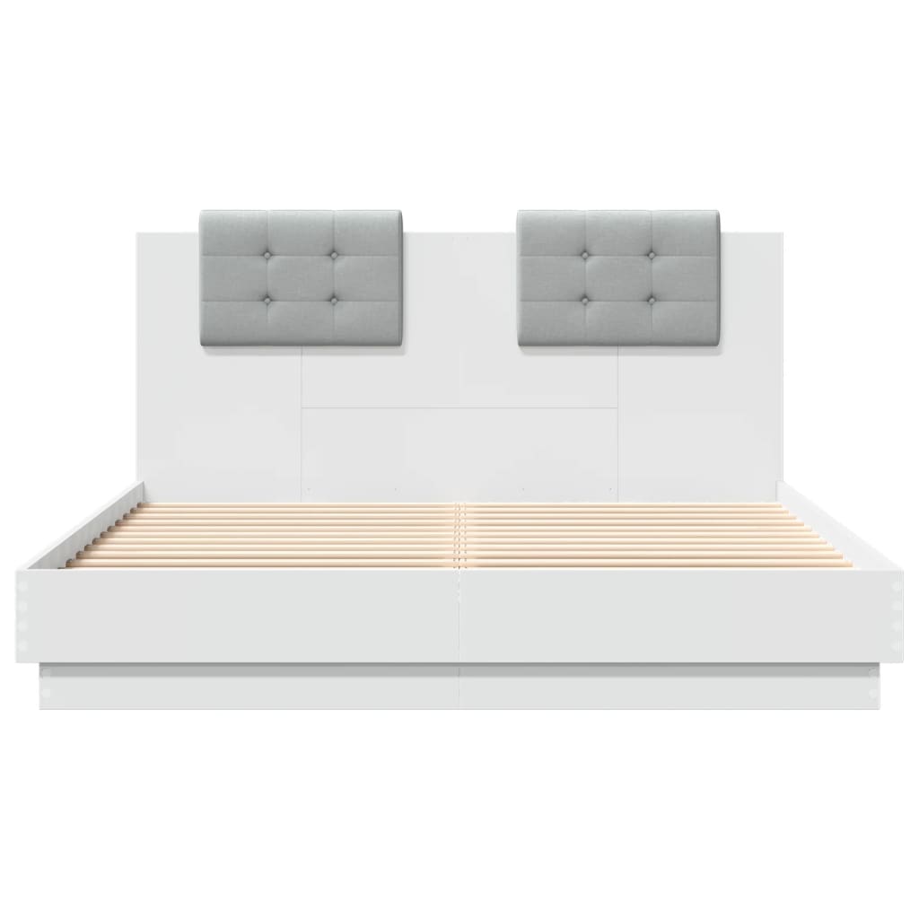 vidaXL Rám postele s čelem a LED osvětlením bílý 120 x 200 cm