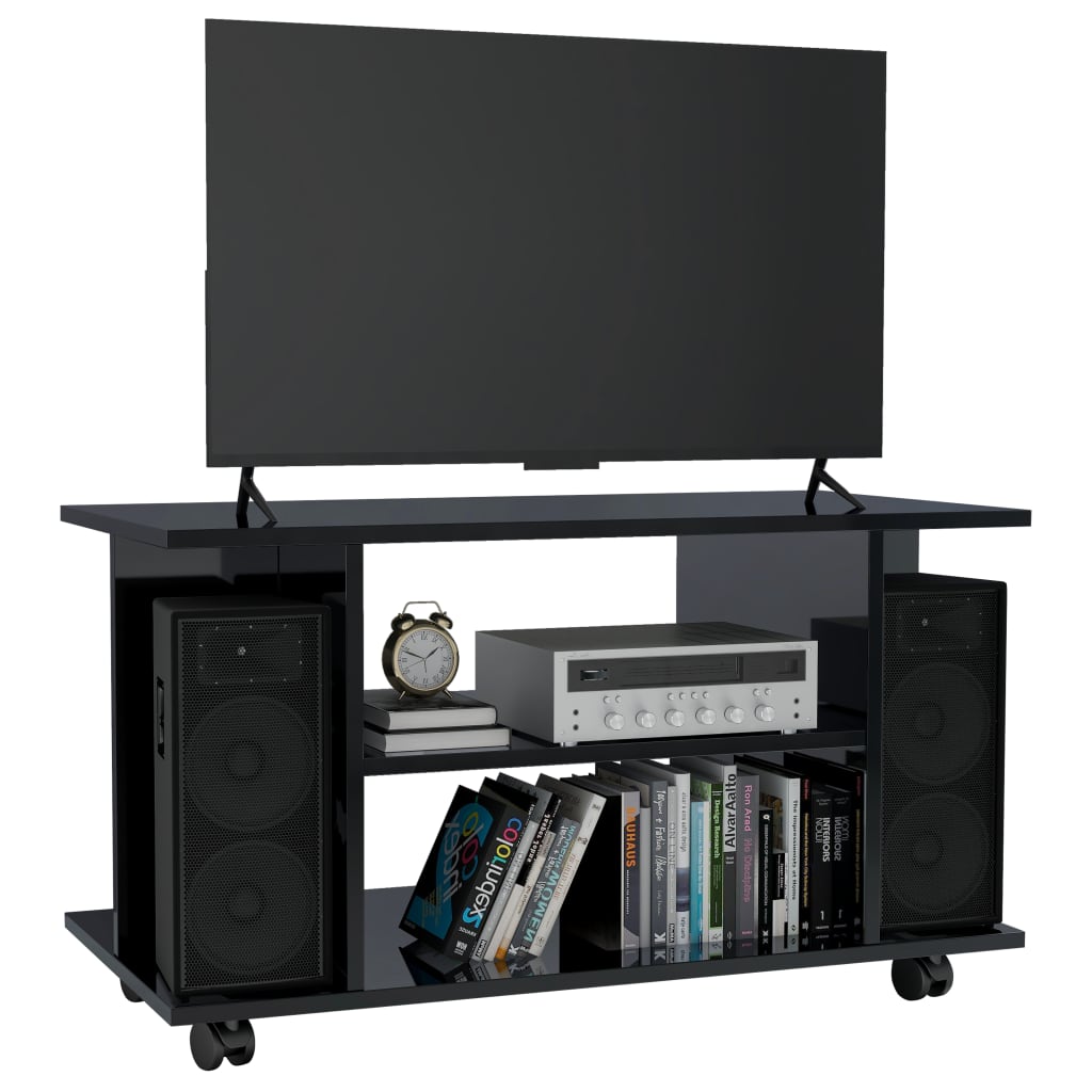vidaXL TV stolek s kolečky lesklý černý 80x40x40 cm kompozitní dřevo
