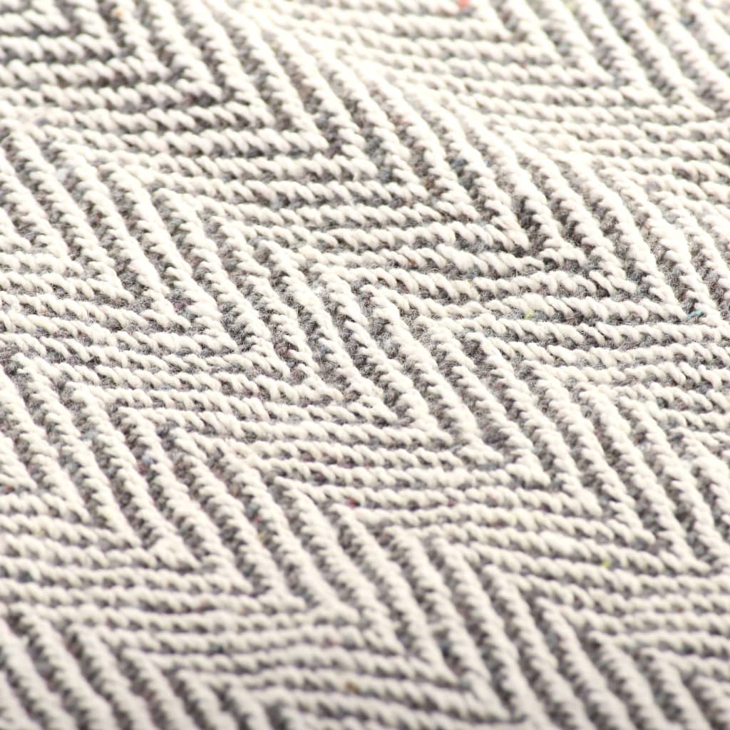 vidaXL Přehoz bavlněný vzor rybí kosti 125 x 150 cm šedý