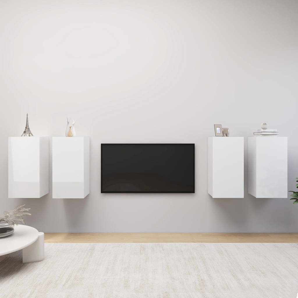 vidaXL TV skříňky 4 ks bílé s vysokým leskem 30,5x30x60 cm dřevotříska