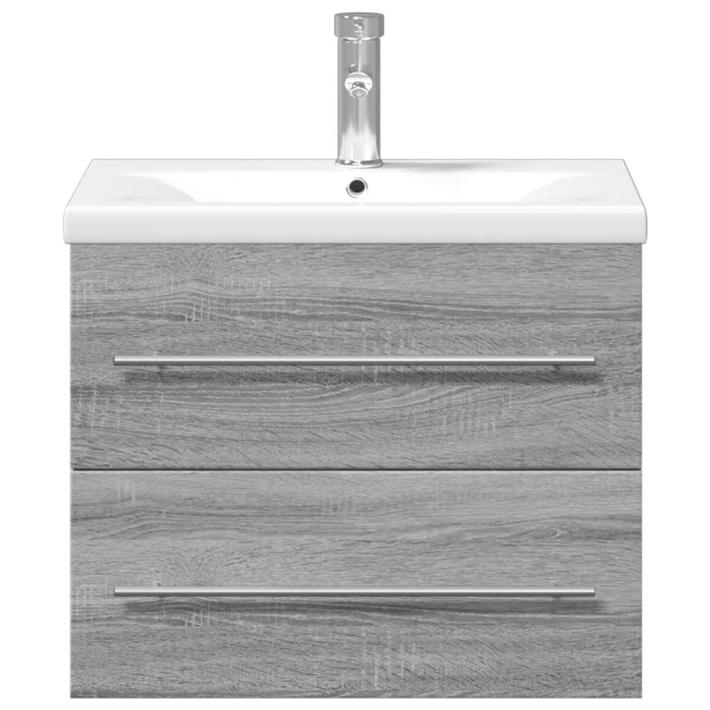 vidaXL Koupelnová skříňka se zápustným umyvadlem šedá sonoma