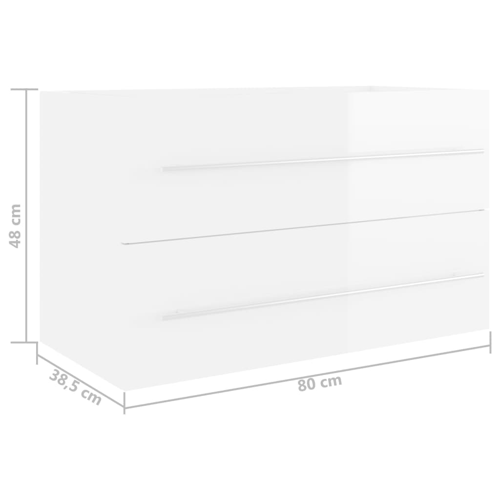 vidaXL Skříňka pod umyvadlo bílá vysoký lesk 80x38,5x48 cm dřevotříska