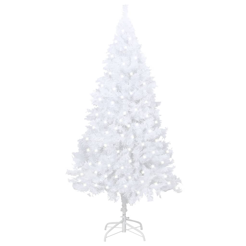 vidaXL Umělý vánoční stromek s LED a hustými větvemi bílý 240 cm