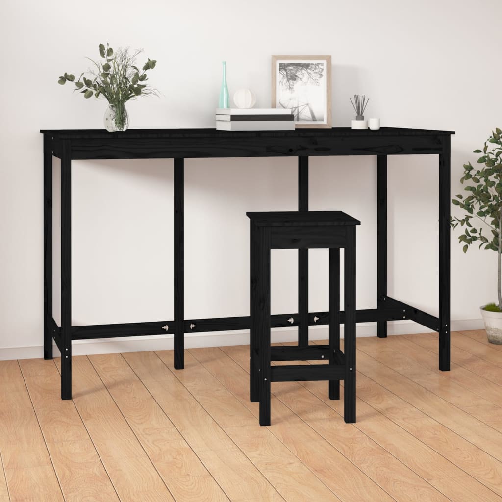 vidaXL Barový stolek černý 180 x 80 x 110 cm masivní borové dřevo